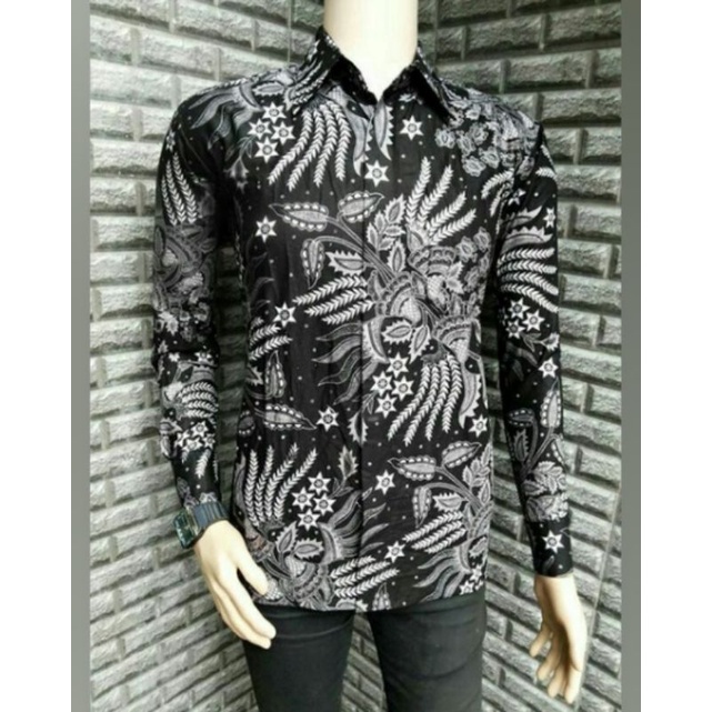 Batik Pria Lengan Panjang Gus Azmi BATIK AZMIL HRB026 motif KERATONAN Kode 002 size M L XL XXL Regul