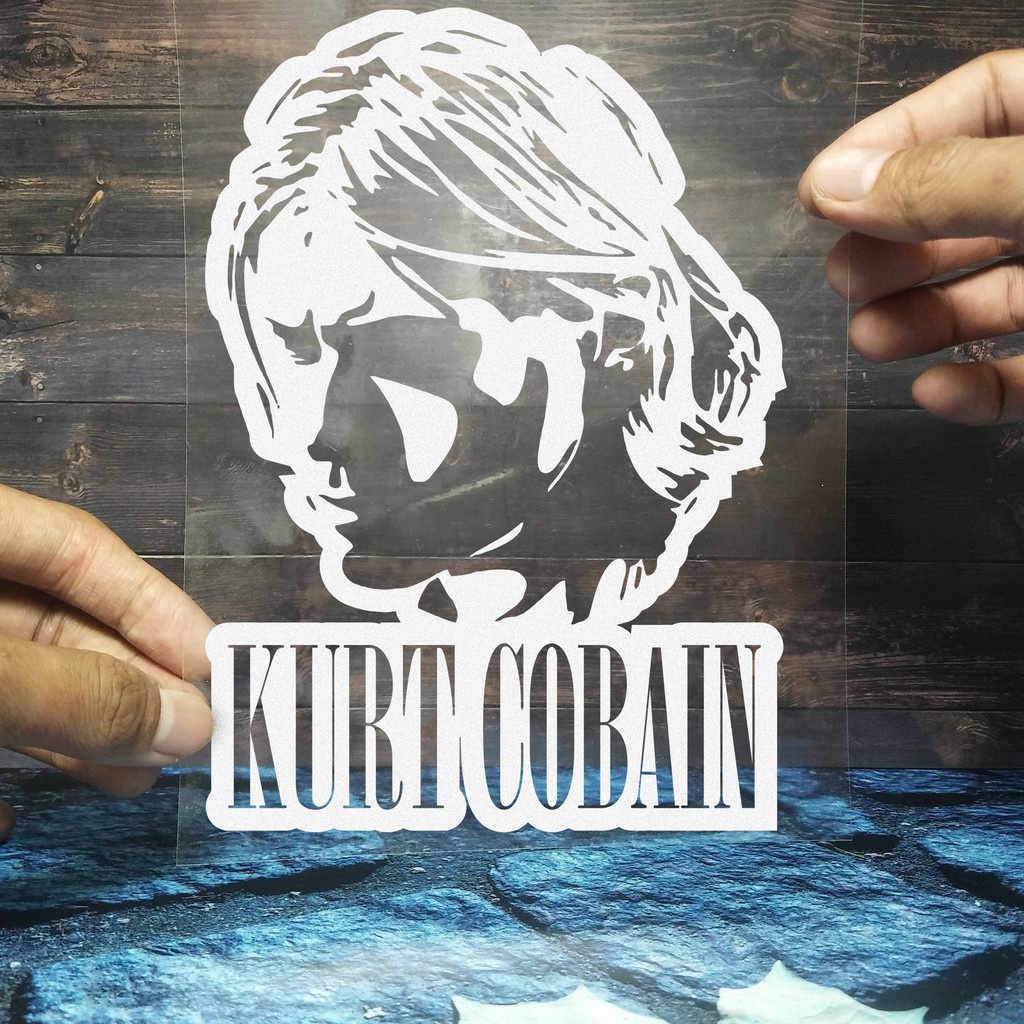 Cutting Stiker Kurt Cobain (Nirvana) Variasi Motor Mobil Sticker Timbul Keren Nyala Dasbor Spakbor Visor Body Kaca Helm Laptop Hologram Reflective Tahan Air Bodi Samping Nama Jepang Scoopy Vario Beat NMAX PCX Vespa Aesthetic Pickup Anime Windshield