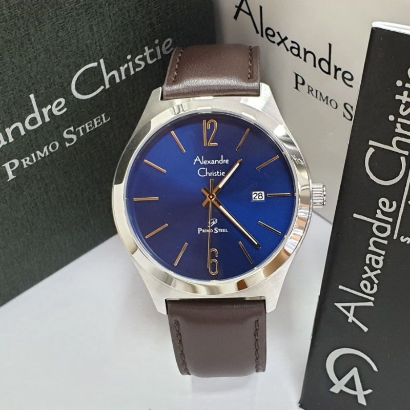JAM TANGAN PRIA ALEXANDRE CRISTIE AC 1009 BROWN SILVER