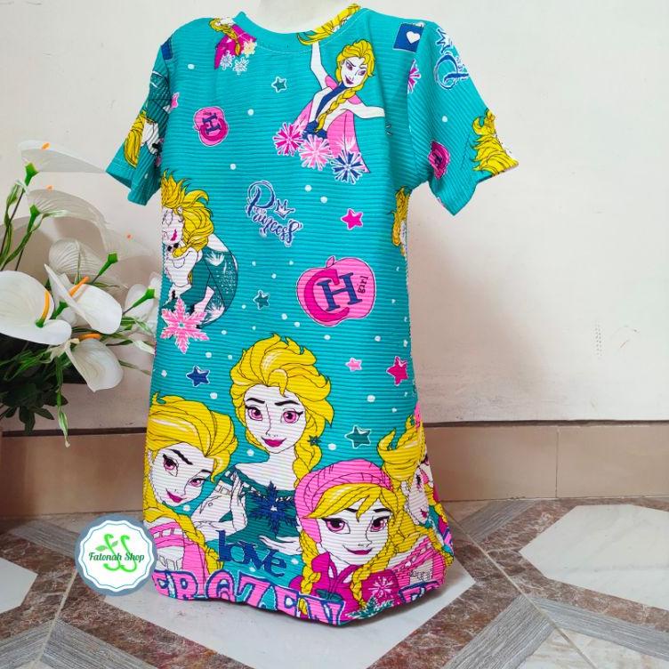 (TERBARU) Dress turun naik anak 1 2 3 4 5 6 7 8 9 19 tahun baju anak turun naik motif frozen ana els