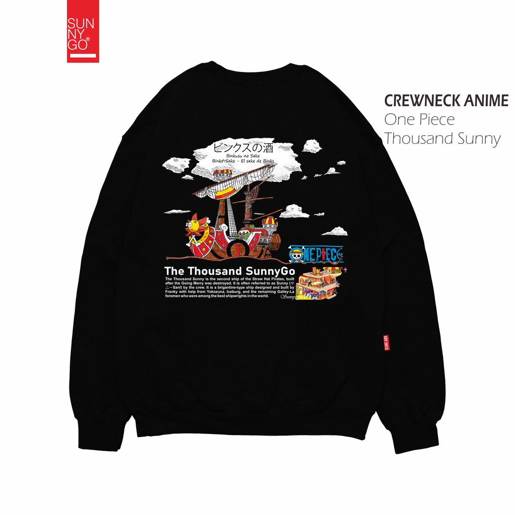 SunnyGo Crewneck Anime | Switer Sweater Anime One Piece Kapal Monkey D Luffy Pria Wanita Unisex Dist