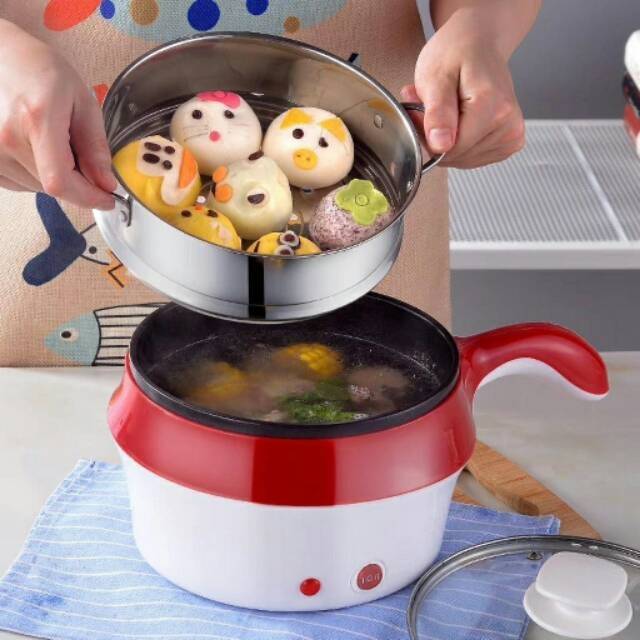 F77 - Panci Elektrik Panci Listrik Free Kukusan Stainless Kompor Listrik Teko Listrik Barang Anak Ko