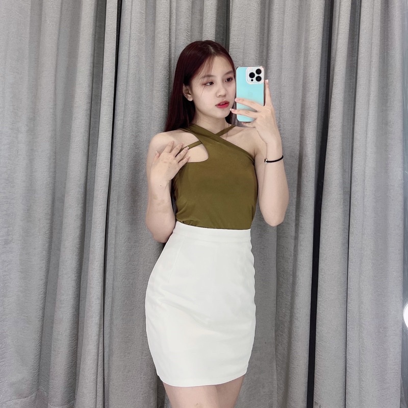 Korea cross tanktop jersey 1699 | Tanktop silang | Tanktop korea halter-olive