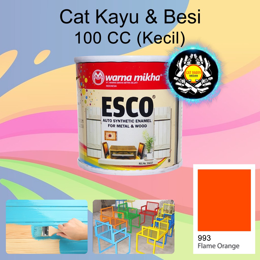 

CAT MINYAK KALENG KECIL WARNA 993 FLAME ORANGE ESCO 100 CC 0,1 LITER / CAT KUDA TERBANG AVIAN KECIL