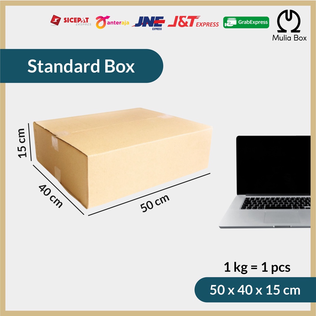 Kardus Packing Standar 50 x 40 x 15 cm ( MINIMAL 3 PCS) / Corrugated Box Packaging Besar Hampers Kado Natal Sembako Makanan