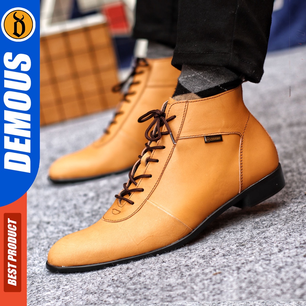 Sepatu Pantofel Pria Sepatu Formal Pria Kulit Asli Tali Sepatu Pantopel Hitam Kerja Kantor DEMOUS MAX