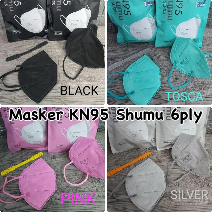 Masker KN95 Warna Hitam Pink Shumu 6ply 1bks 10pcs Resmi 88-mavitcollection dijamin