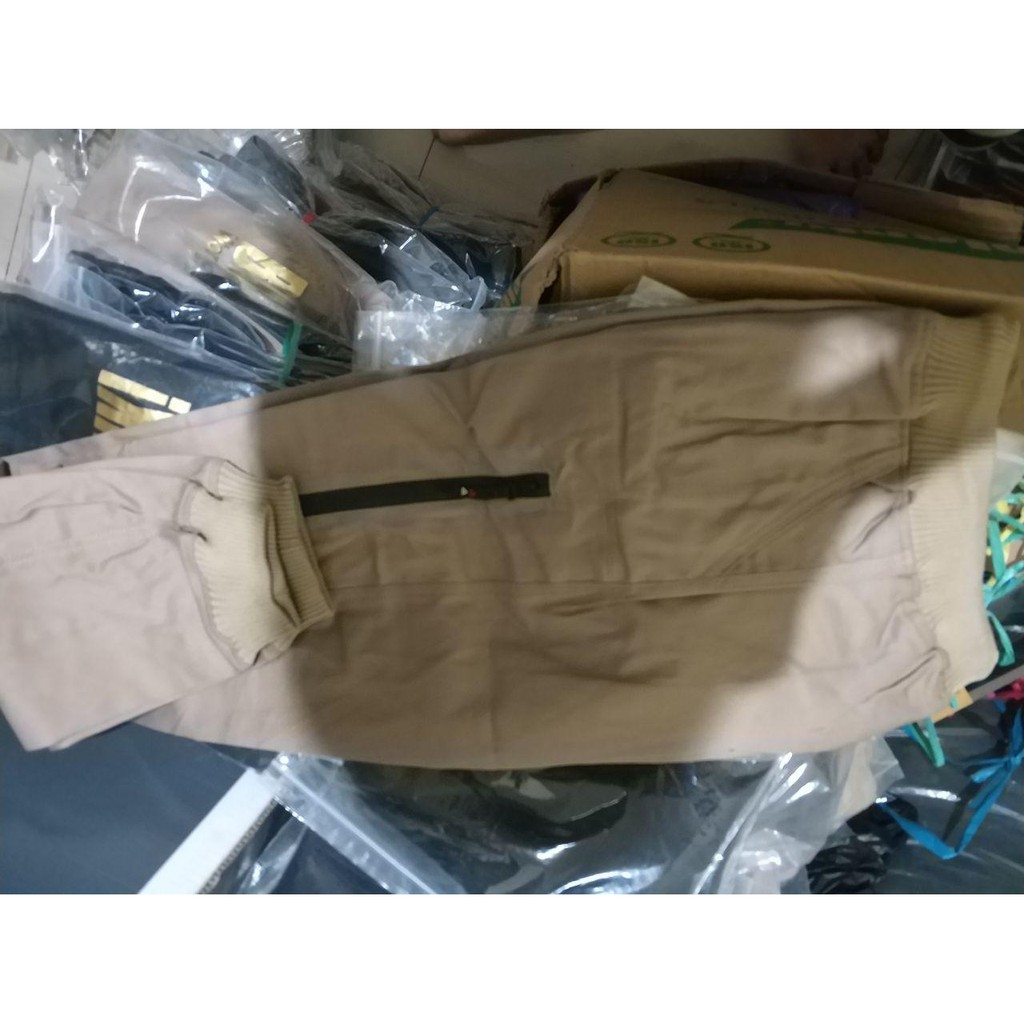 Atjin- Celana Joger Pria Polos Model Commando Saku Pinggir [ READY 3 Warna]