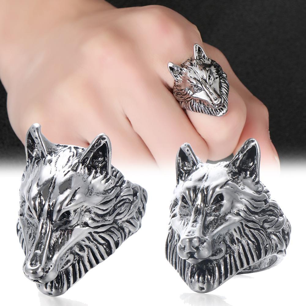 Solighter Mens Rings Kepala Cowok Punk Gothic Stainless Steel