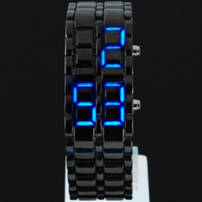 TERLARIS II Black Blue Red Iron Samurai  Box Tokyoflash LED Watch Jam Tangan Hitam