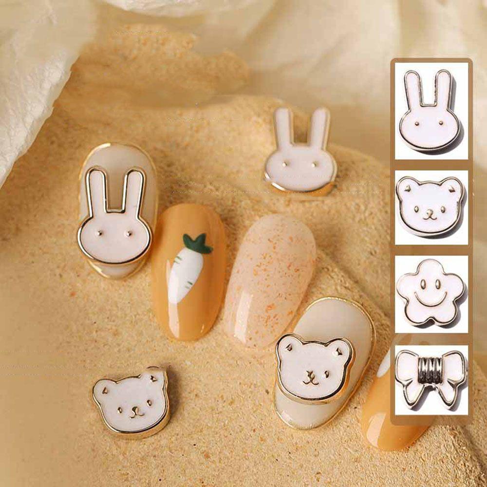 Augustina Nail Art Alloy Perhiasan Gaya Korea Kelinci Beruang Smiley Bunga DIY Alat Nail Art