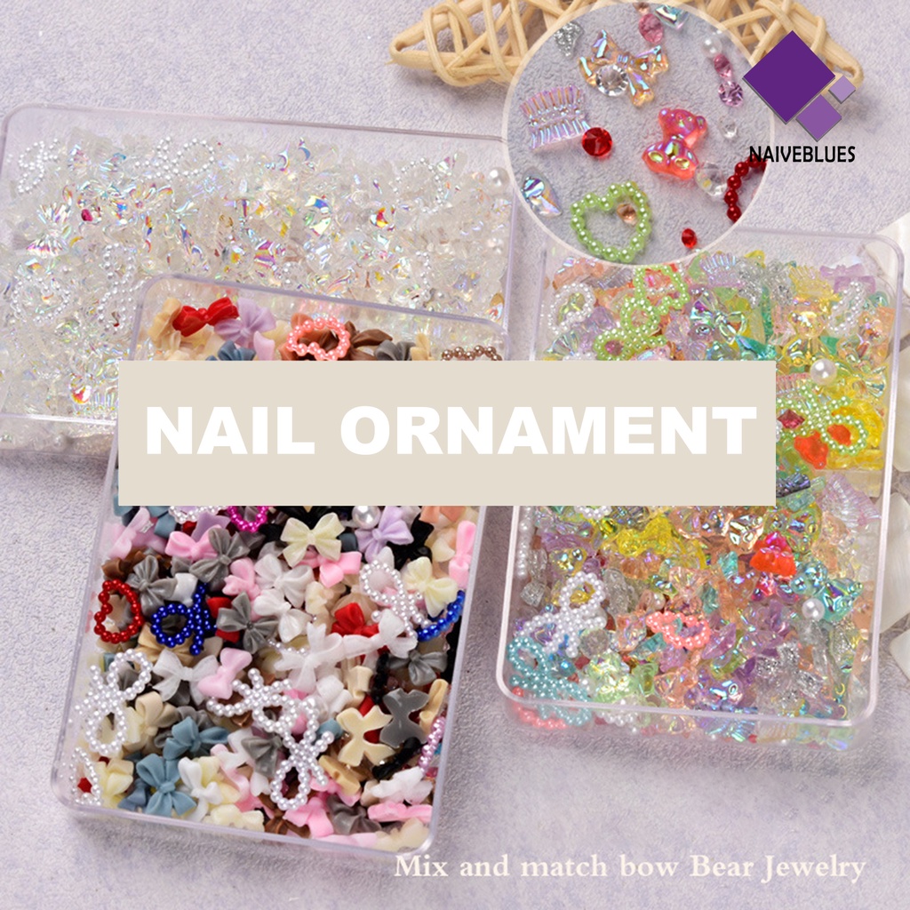 Naiveblue 1 Kotak 50g Dekorasi Nail Art / Manicure Wanita Desain Pita Glitter