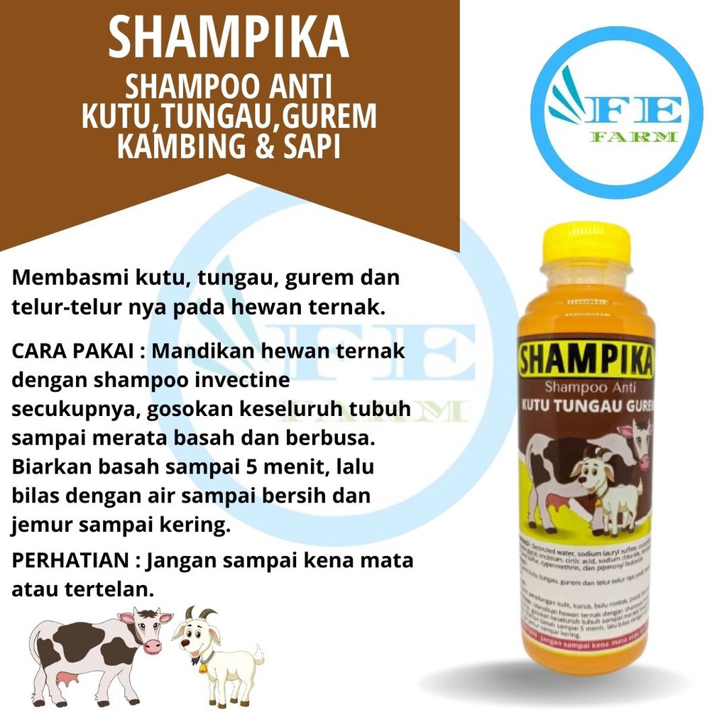 SAMPO KUDA SAPI KAMBING SHAMPIKA SHAMPO PENGHILANG KUTU PARASIT CAPLAX TUNGAU FEFARM