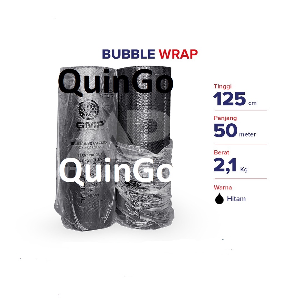 

Bubble Wrap Warna Hitam Putih Bening GMP 125 cm x 50 meter Ekonomis Bungkus Packingan Kemasan Barang Aman Agar Tidak Pecah