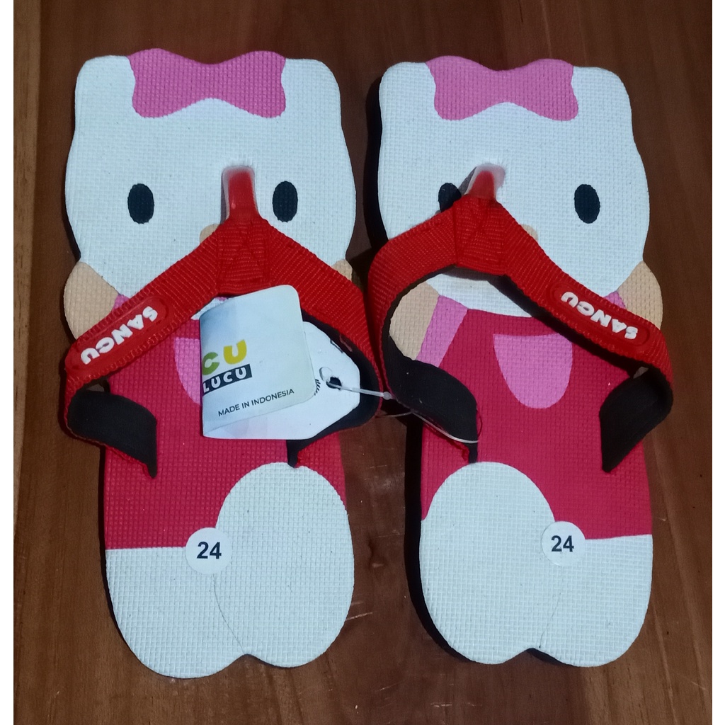 Sandal anak perempuan Hello Kitty/Happy cat UNGU dan MERAH