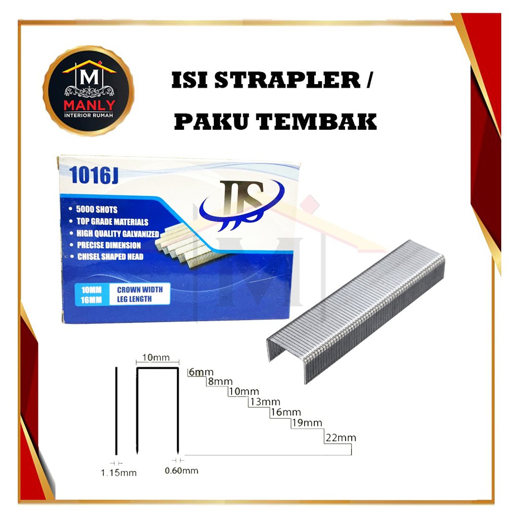 Air Stapler Gun 1016J Paku U isi 5000 pcs / Refill isi Staples 1016J