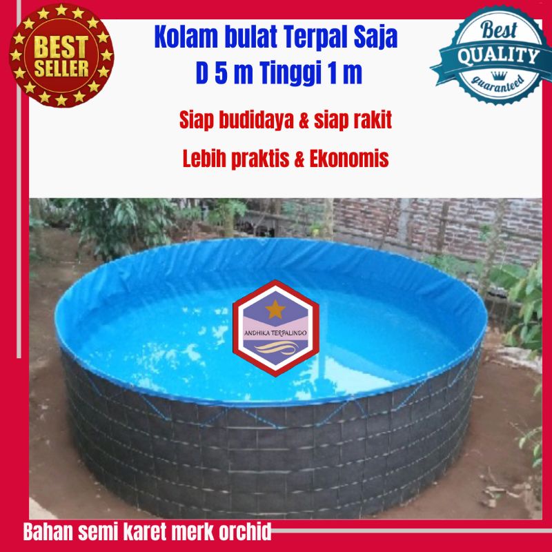 kolam terpal Bulat D5T1 terpal saja/kolam lele bundar D5T1 terpal saja
