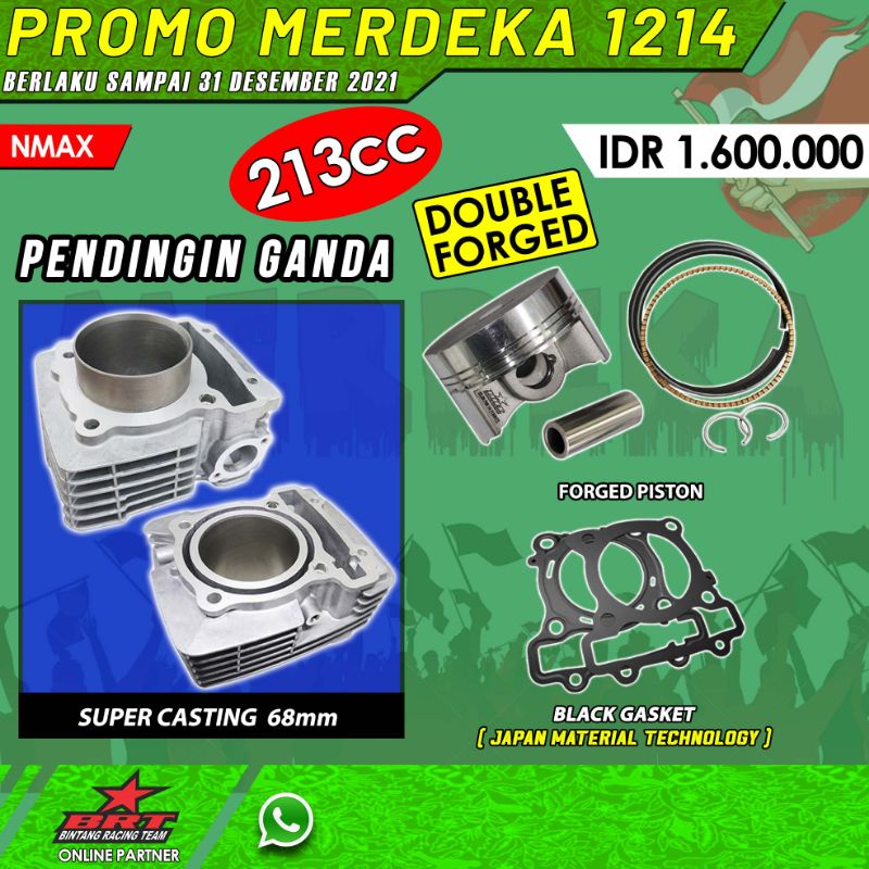 Paket Bore Up BRT Blok piston 68MM Nmax Aerox Lexi 125 Vixion VVA R15 VVA