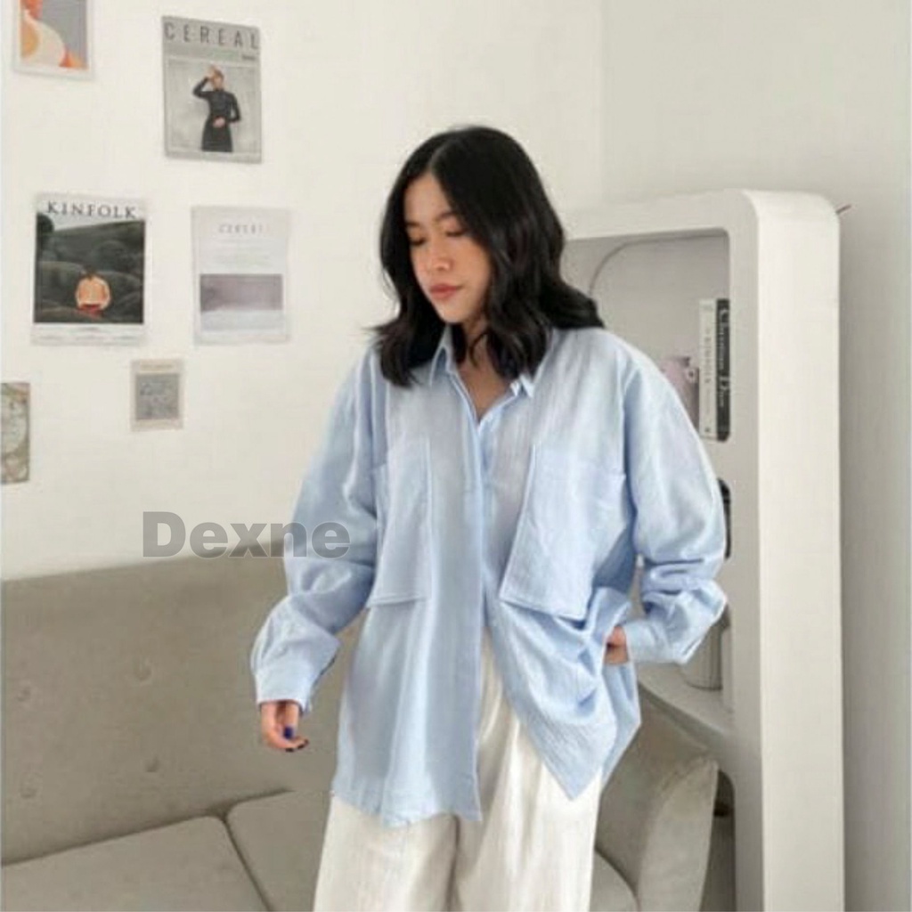 Kemeja Linen Oversize - Kemeja Linen Crinkle - NIKI Shirt