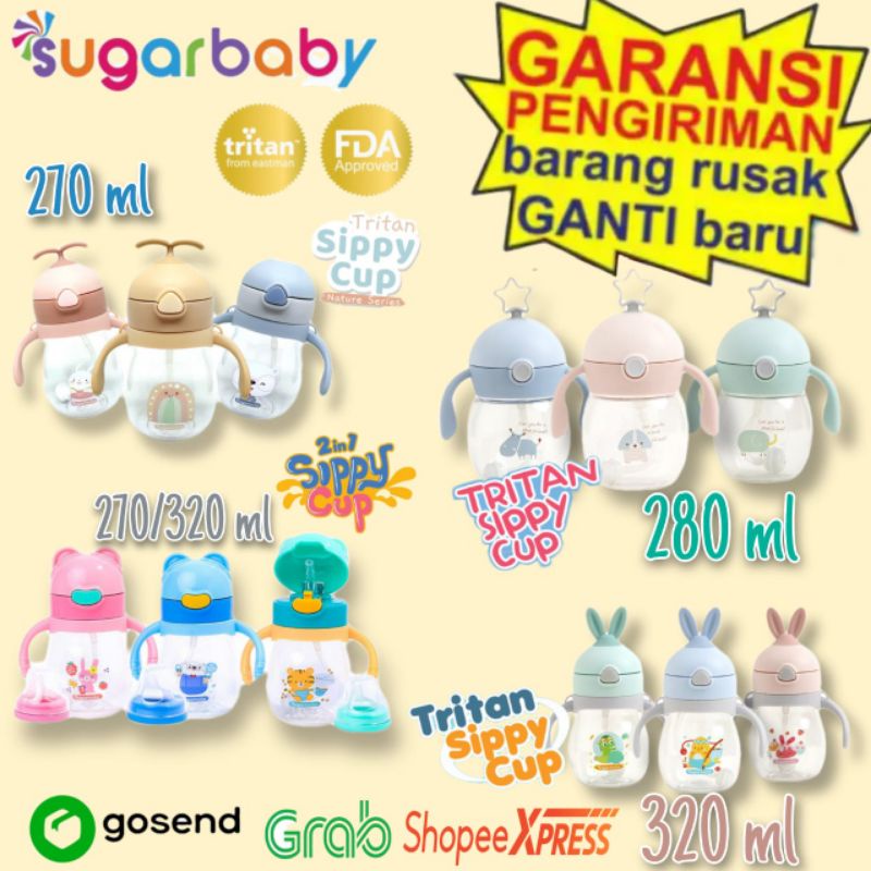 Sugar Baby Botol minum TRITAN, Tumblr Botol Minum Anak TRITAN Termos Air Minum TRITAN SIPPY CUP 2 IN 1 SUGAR BABY BOTOL MINUM TRITAN KID BOTTLE