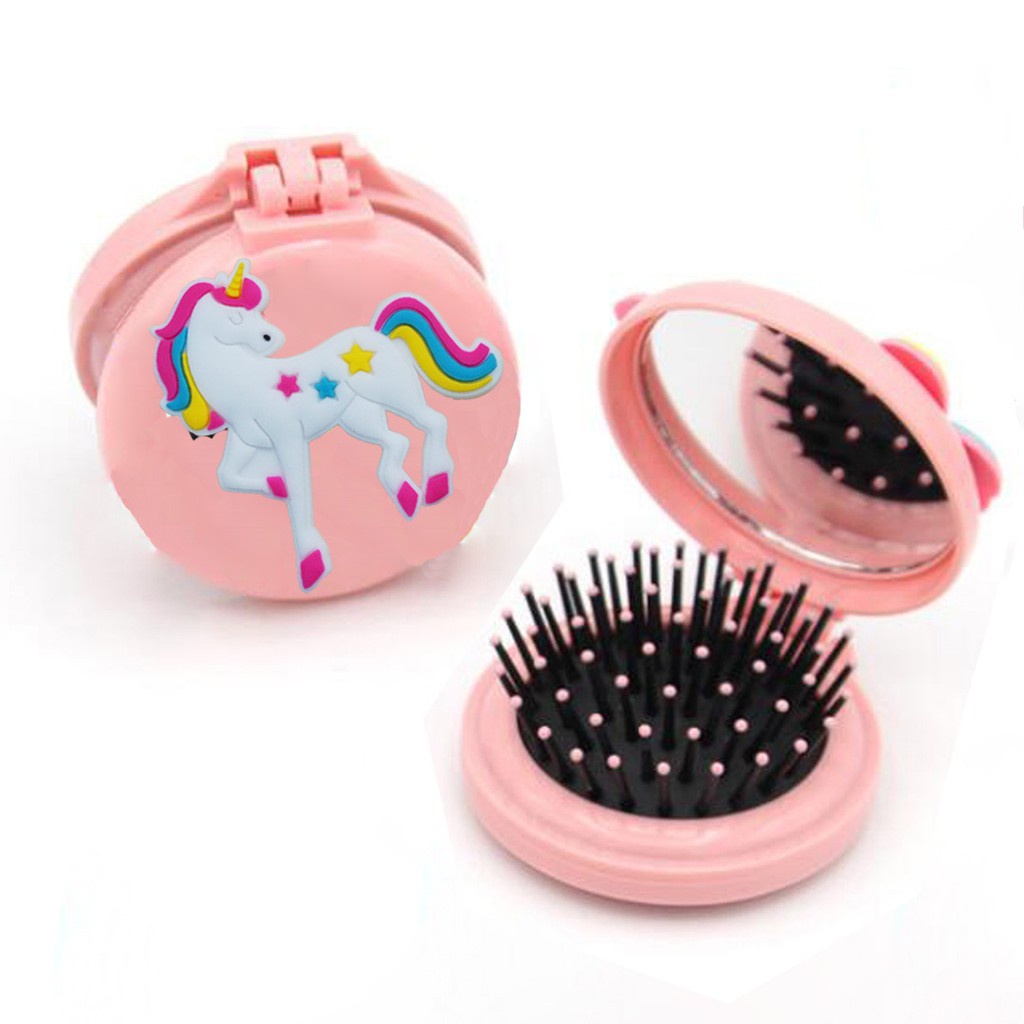 KACA SISIR Bulat Karakter/Kaca Cermin Make Up Mini MURAH / Sisir Rambut Set Lipat Cermin Kaca Bulat Karakter Lucu 2 in 1 Portable Travel Gaya Korea Style Murah