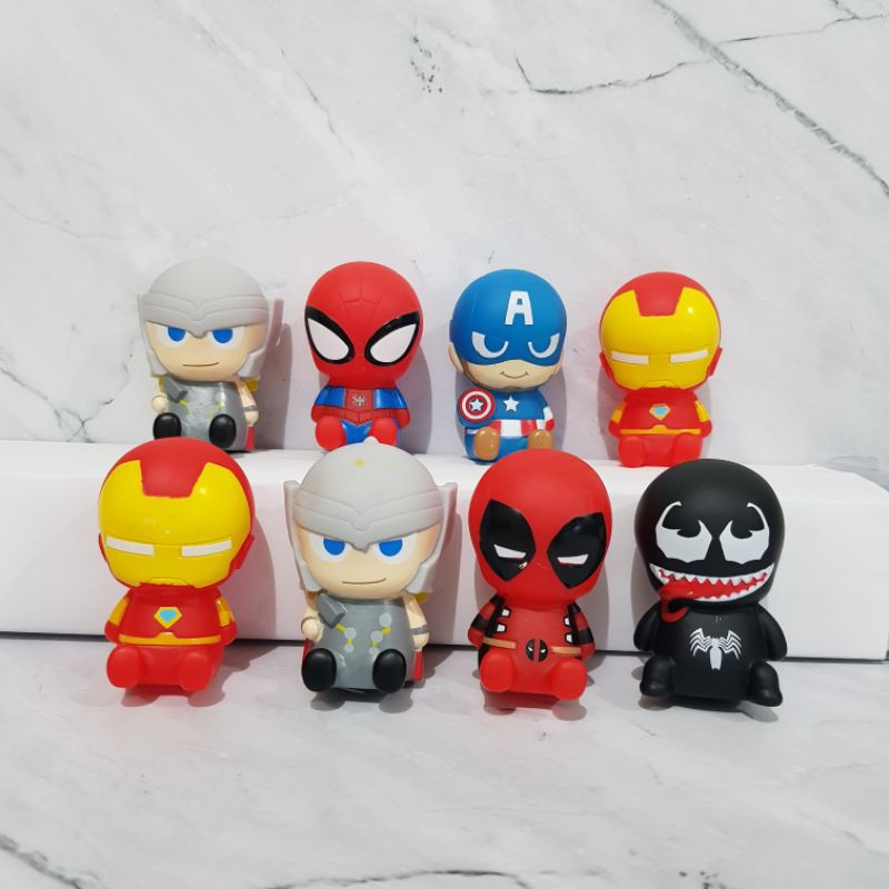 topper mainan karet hiasan kue ulang tahun 4cm pajangan mobil avengers