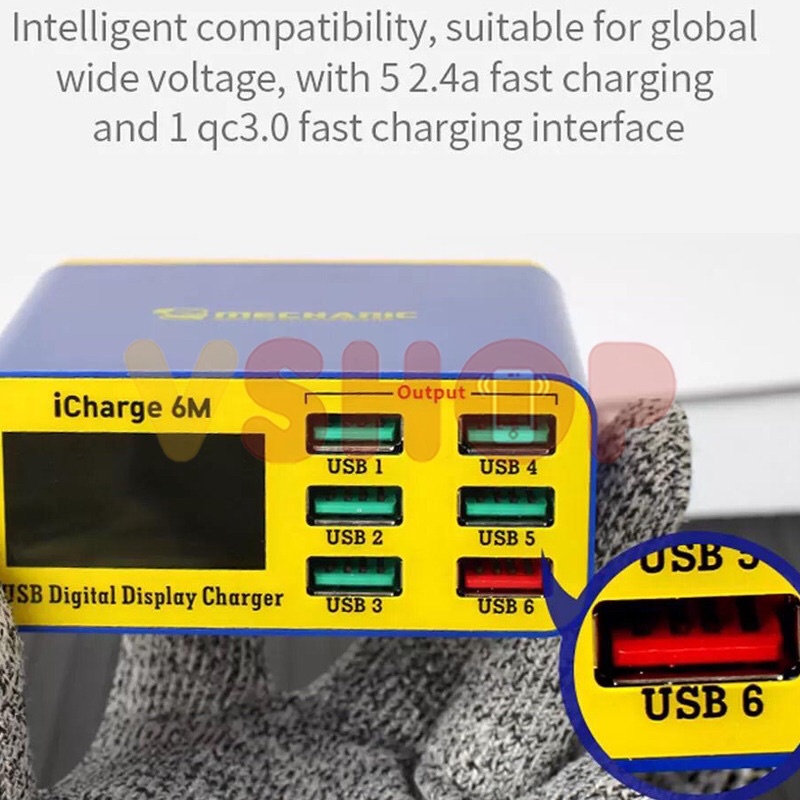 ADAPTOR SMART CHARGER MECHANIC ICHARGE 6M QC3.0 FAST CHARGING 6 PORT