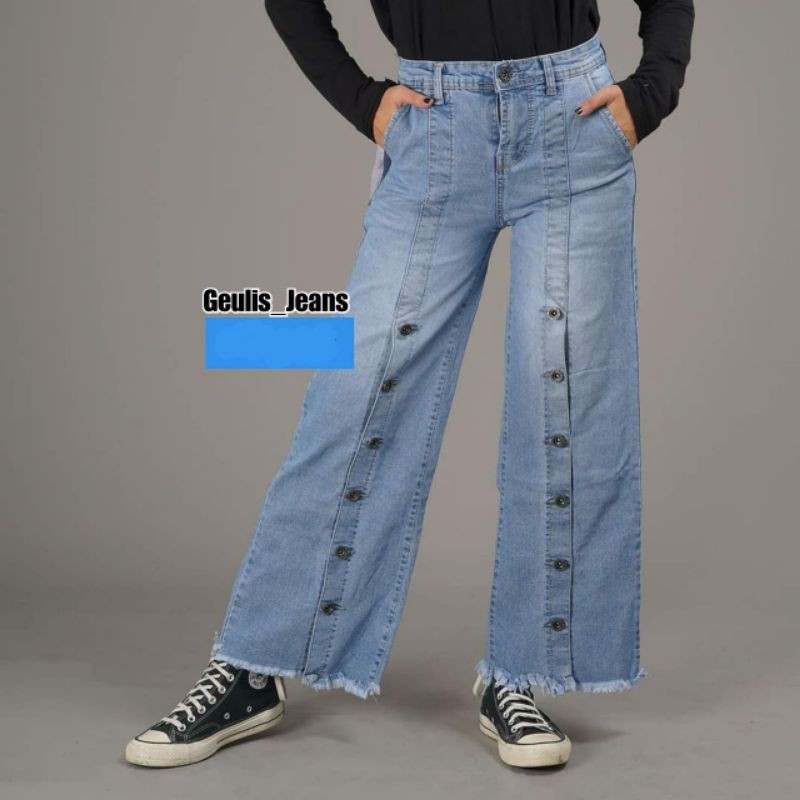 #31161 VJ KULOT JEANS KANCING TENGAH DARKWASH