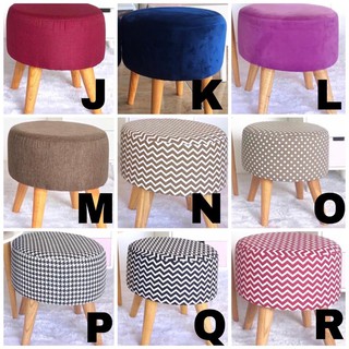 STOOL SOFA BULAT MOTIF MINIMALIS KAKI KAYU JATI READY STOCK! TANPA PO