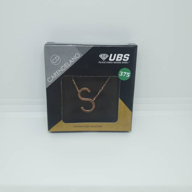 Kalung Emas 375 Alpha Beta Milea UBS Carendelano Huruf S