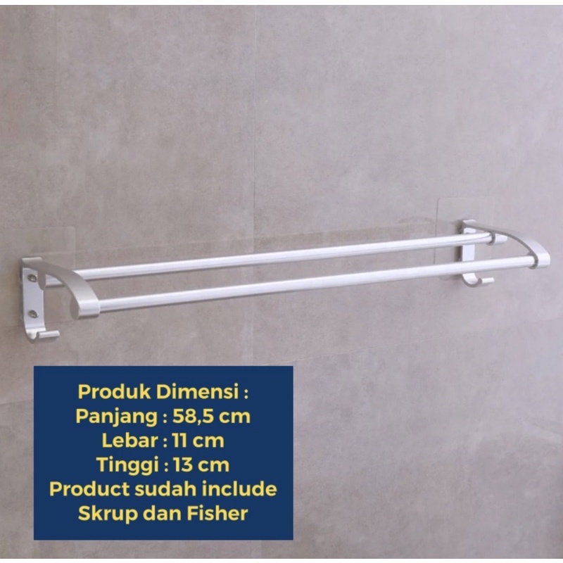 6602 Rak Handuk Dinding 2 Susun - Tempat Handuk Gantungan Towel Rack