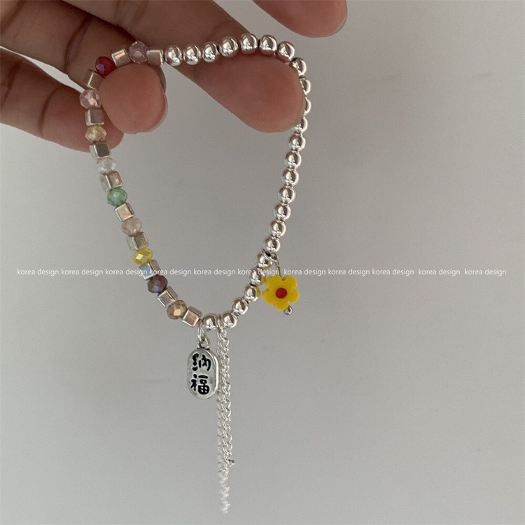 Gelang Manik-Manik Bunga Warna Kuning