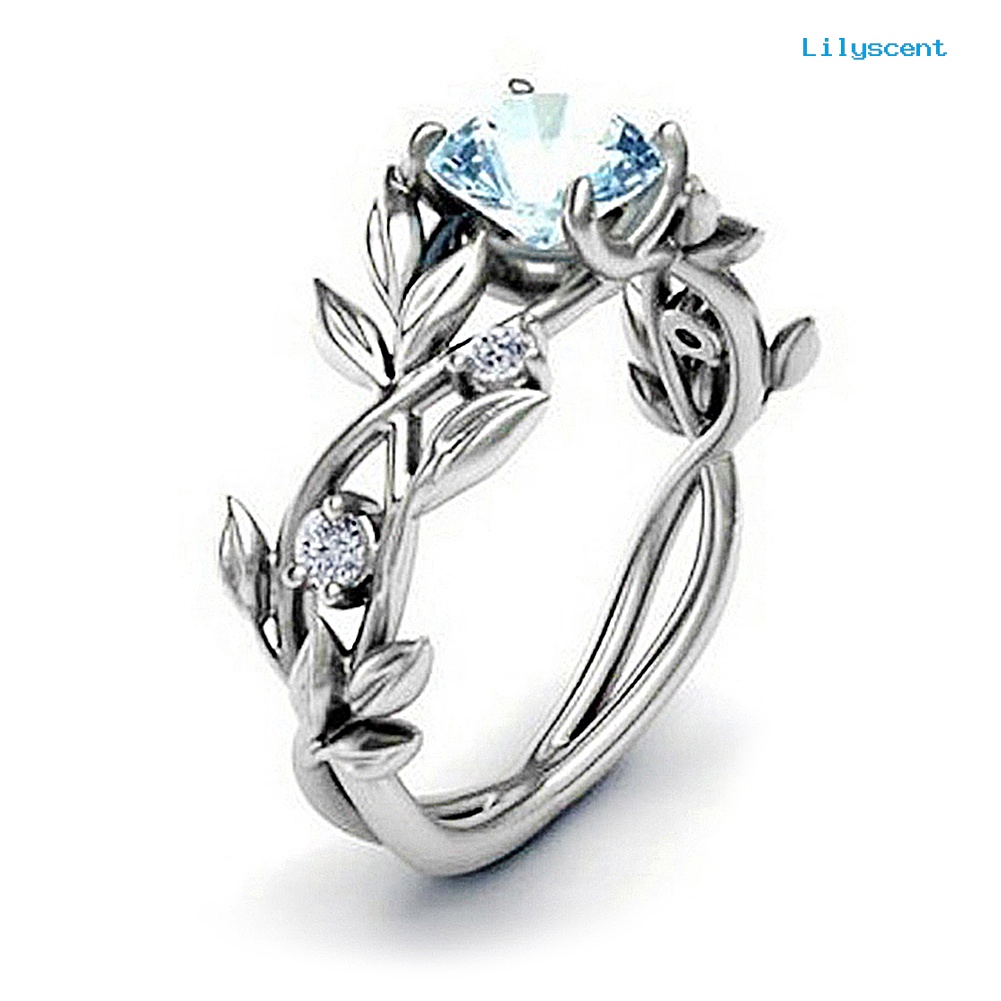 Ls Perhiasan Cincin Alloy Desain Daun Hollow Kreatif Hias Berlian Imitasi Untuk Wanita