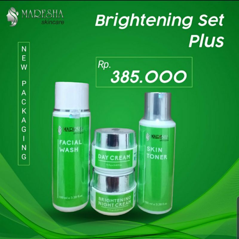 Maresha skincare paket Brightening set plus Facial wash/day cream/night cream/skin toner