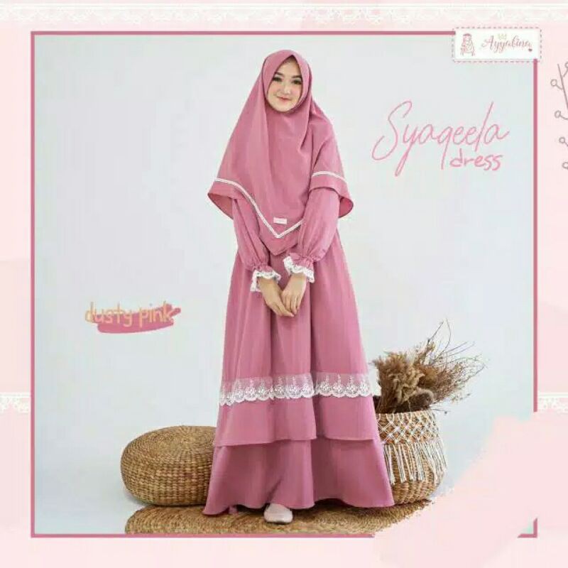 Ayyabina syaqeela dress dusty pink size S