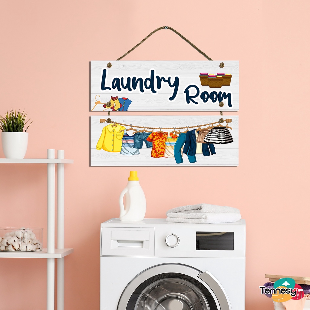 TENNESY HIASAN DINDING PAJANGAN LAUNDRY 2 SUSUN 30x10XCM DEKORASI DINDING LAUNDRY DAPUR DEKORASI RUMAH