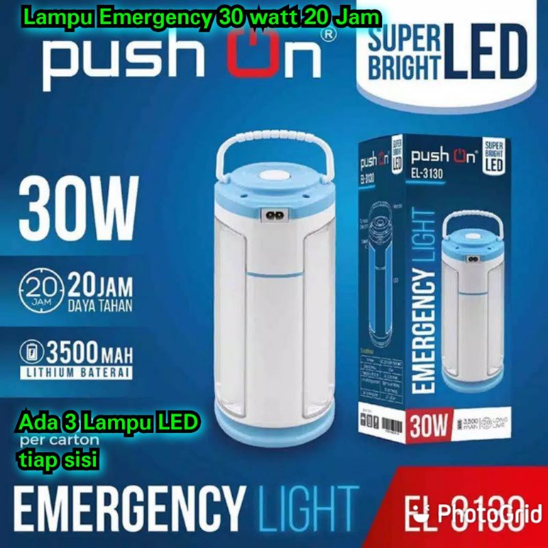 Lampu emergensi Lampu darurat Lampu emergency Push On 30 watt 20 jam 3500 Mah