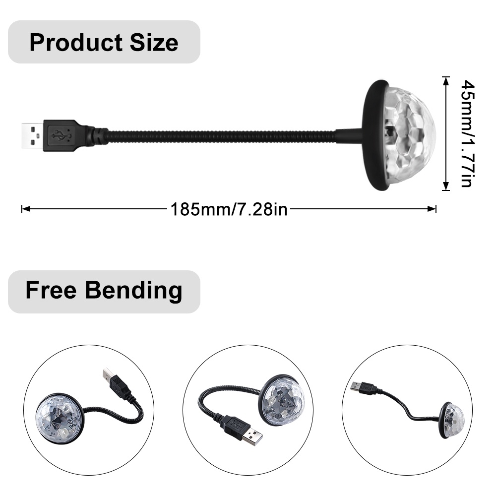 Lampu Atmosfir LED RGB USB Kontrol Musik Disko DJ Untuk Dekorasi Rumah / Mobil