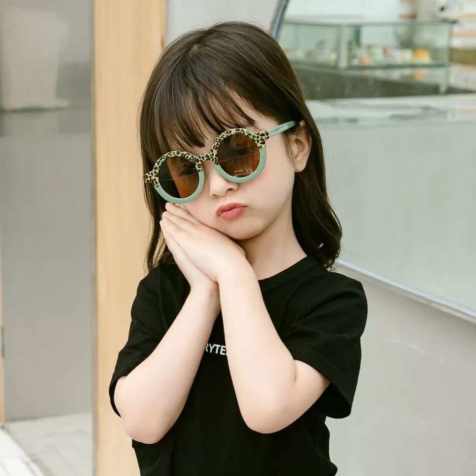 (COD) Kacamata Anak Fashion Kids Kacamata Bulat Kacamata Hitam UV protection MALL SHOPPING