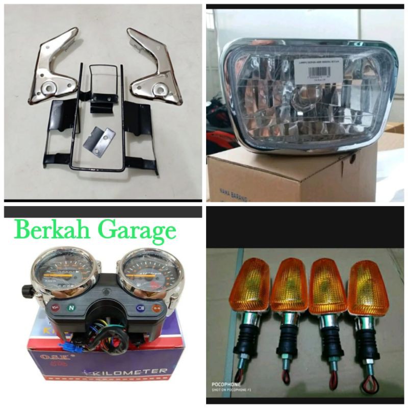 Paket Hemat Hedlamp Rx-King New Plus Breket Kuping Lampu Plus Spidometer Plus Sen 4 Buah Full Set