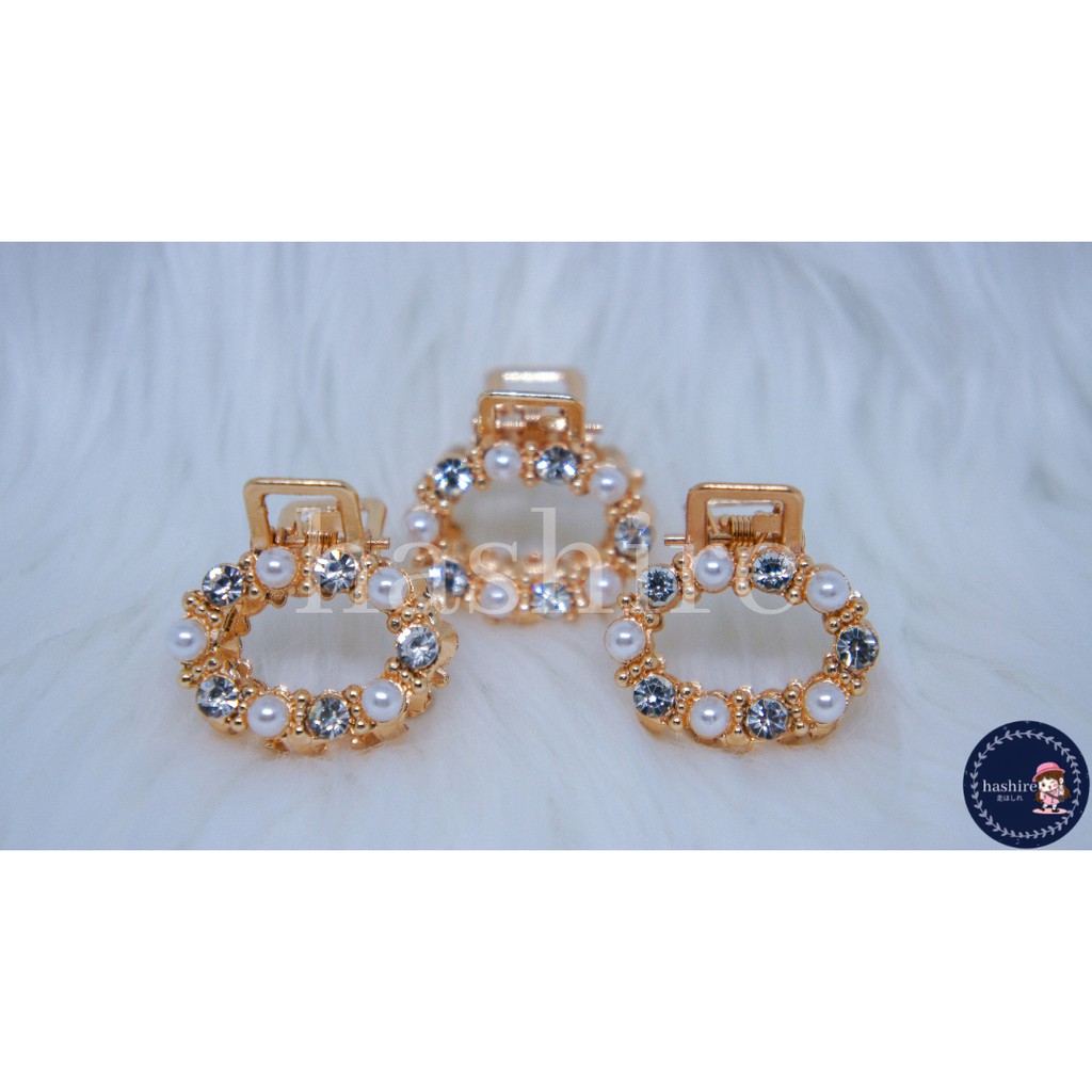 Jedai Mutiara Elegant (2 cm) /Jepit Rambut Korea Mutiara Permata /Jepit Salon Emas Mutiara Permata