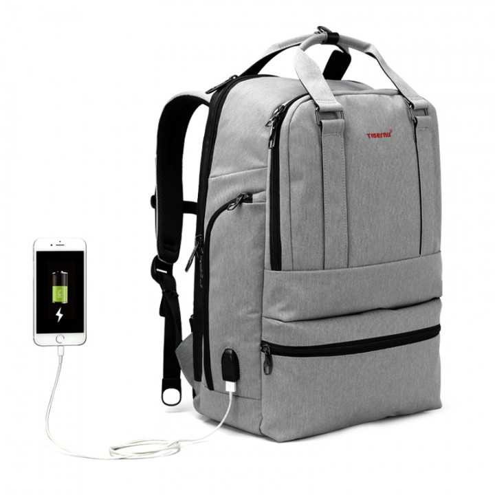 Original TIGERNU T-B3243 - 15.6 Inch - Anti Theft - Grey (Tas Laptop) Tas Ransel Laptop Pria