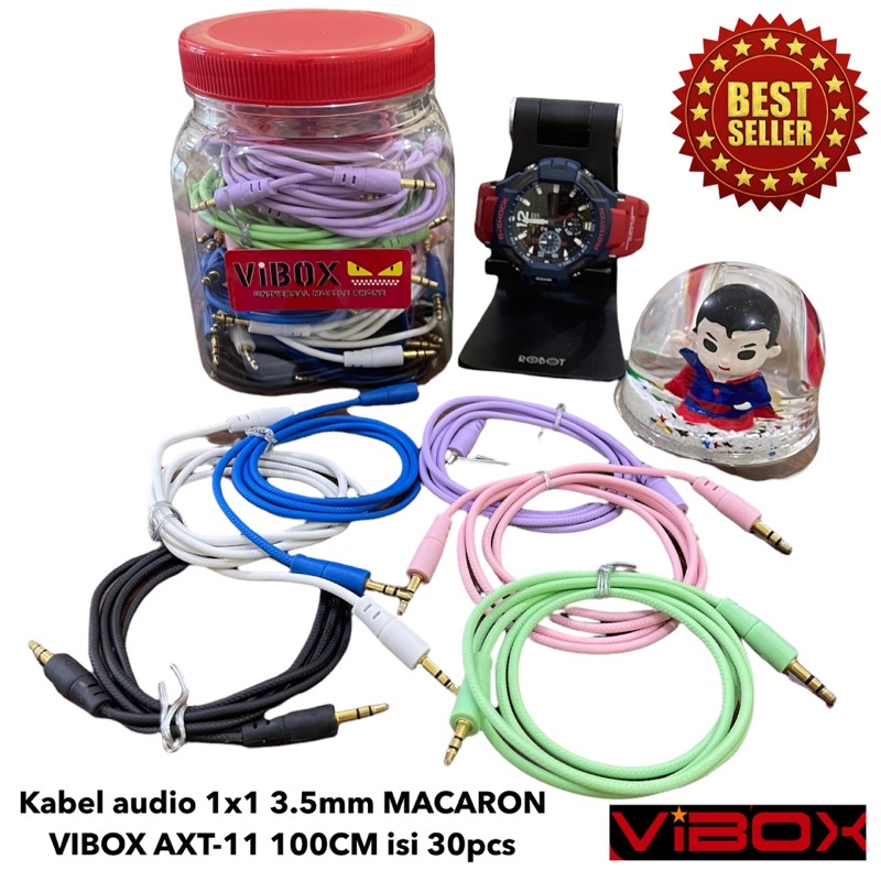 isi 30pc 1toples KABEL AUX VIBOX AXT-11 AUDIO 3.5MM MACARON SUARA HD CLEAR