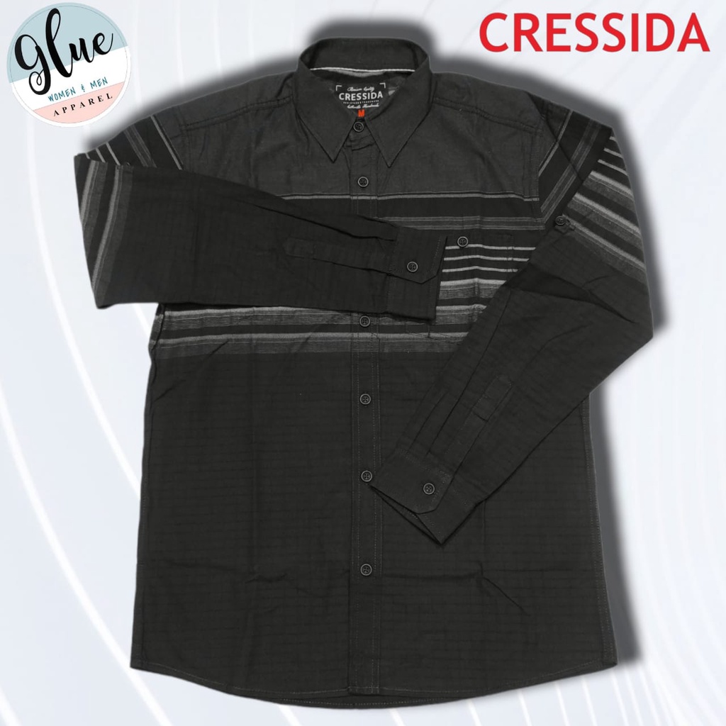 Kemeja Pria Lengan Panjang Hitam Garis-Garis Cressida Original Branded Matahari