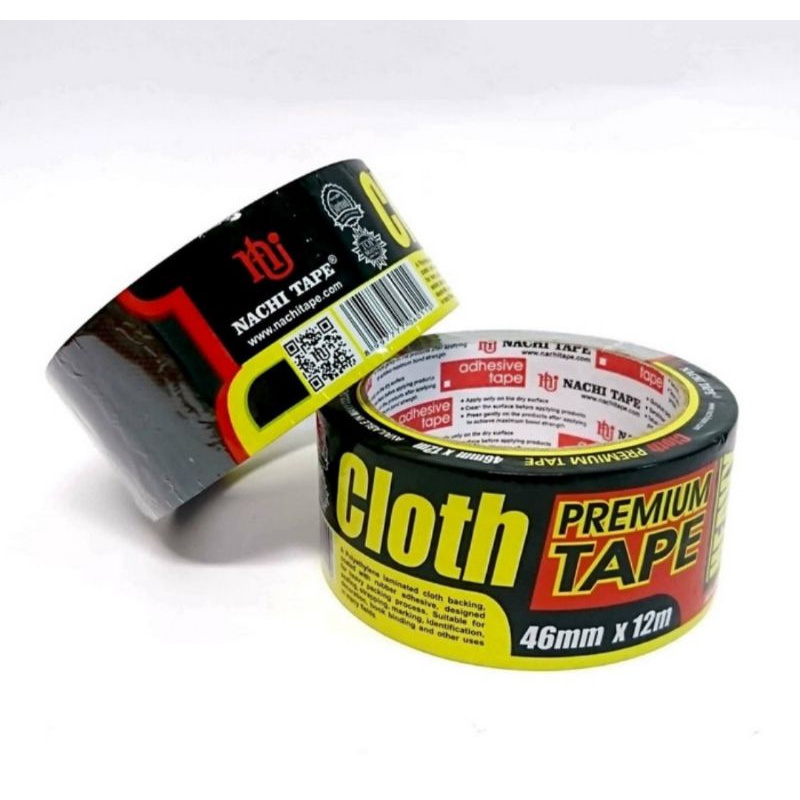 

Nachi Cloth Tape Hitam 46mm - Lakban Kain - Lakban Jilid