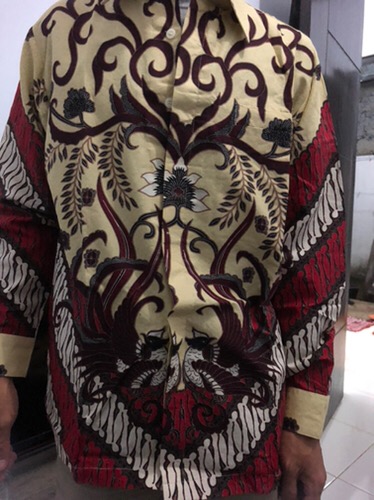 Sutra Putih - Kemeja Tangan Panjang Premium Ivory Merah Ktp0419006