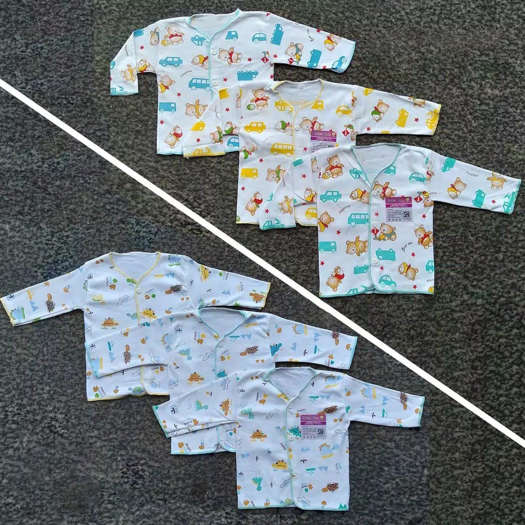 3 Pcs Baju Bayi Lengan Panjang ELVIRA Babyi - Baju Bayi Kancing Depan - Warna Putih