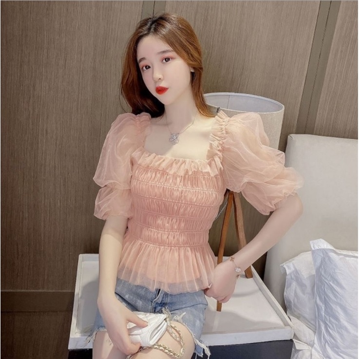 Baju Atasan Wanita Model Sabrina Kerut Chiffon Baju Wanita Sabrina Baju Gaya Korea Baju Korean Style Baju Pesta Baju Cewe