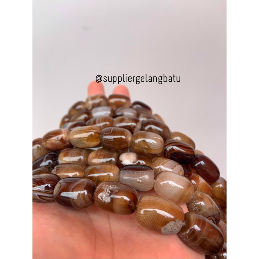 batu alam Penden tabung brown carnelian 2 x 1,5 cm coklat bahan craft