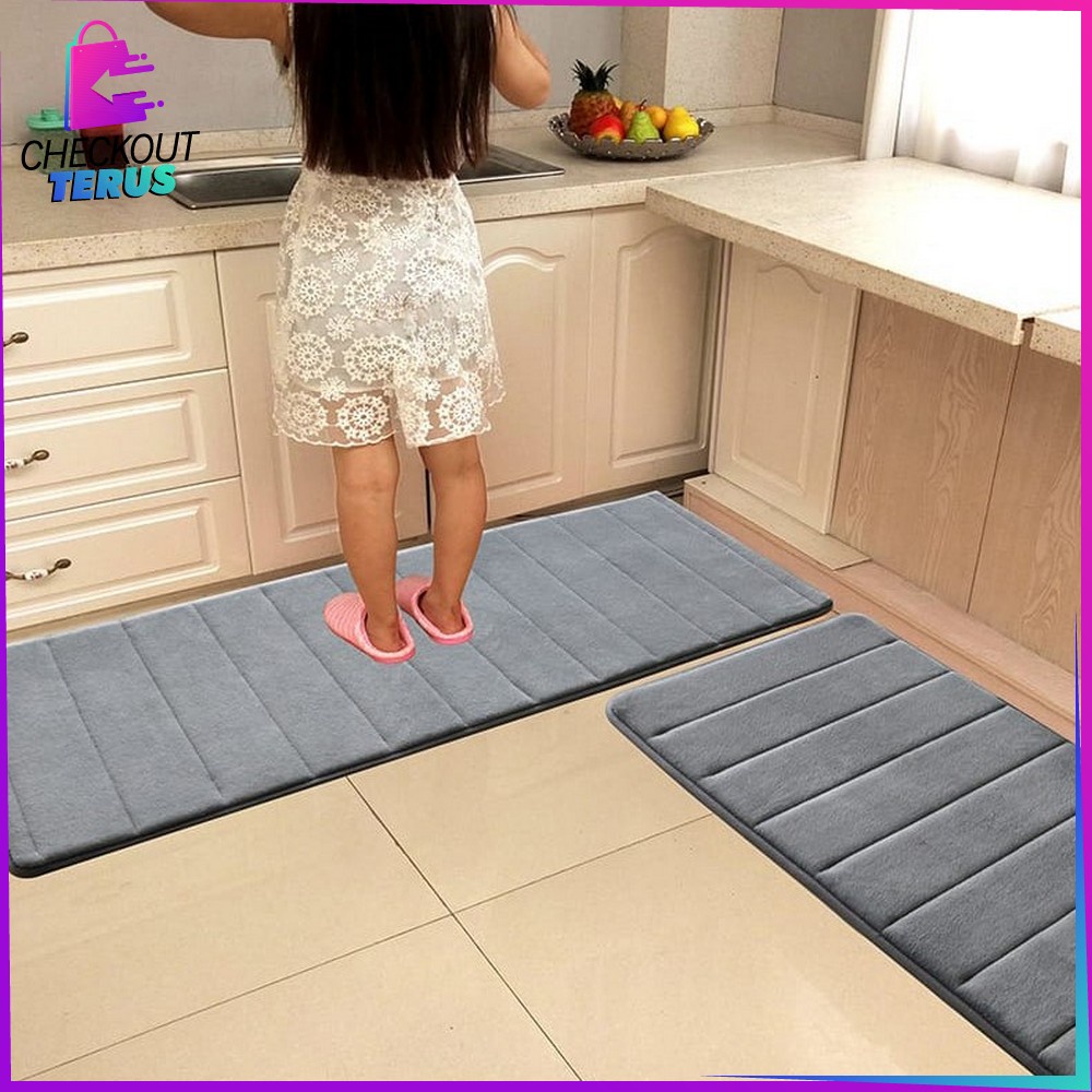 CT C398 Keset Kaki Anti Slip (40x120cm) Keset Kamar Mandi Anti Slip Memory Foam Keset Warna Polos Murah